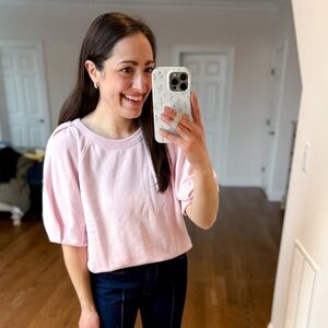 Loft pink puff sleeve sweatshirt